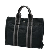 エルメス フールトゥ トートPM トートバッグ ハンドバッグ ブラック グレー キャンバス レディース HERMES 【中古】